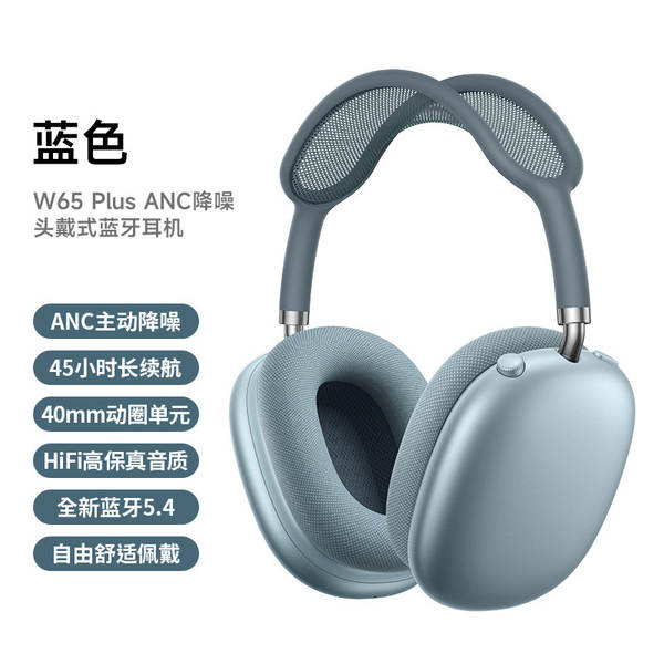 W65 Transfronteiriço Airpods Max Ativo de Redução de Ruído Head-Own Wireless Bluetooth Motion Foldable Headset