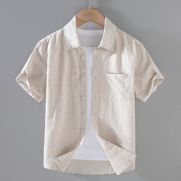 T-shirts masculinos de manga de cor pura com mangas curtas de verão baseado em roupas de manga fina e fina de estilo chinês