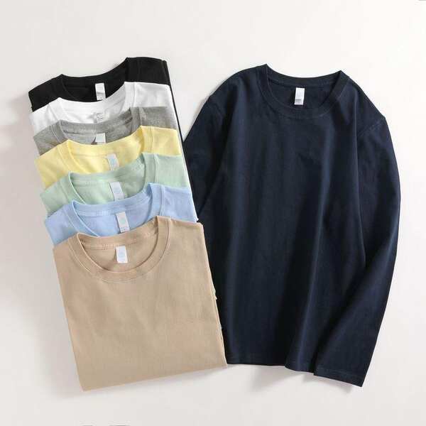 300 gramas Três agulhas de algodão puro de Xinjiang pesos pesados de algodão puro de algodão puro preto e branco T-shirts para homens de mangas curtas