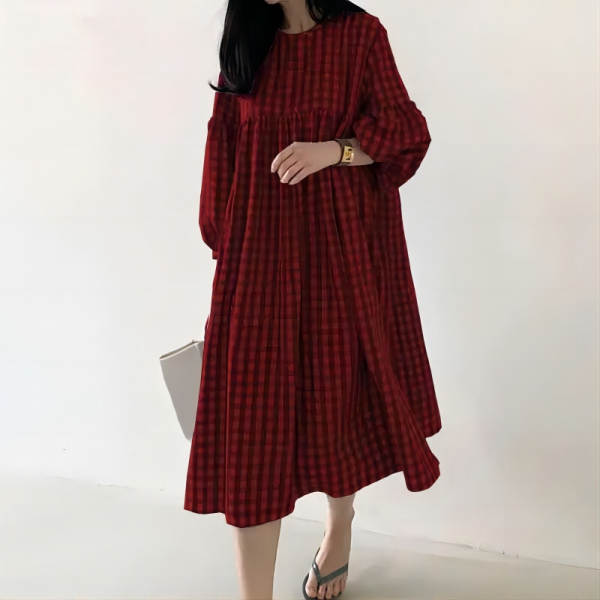 Vestido casual com bolhas na manga