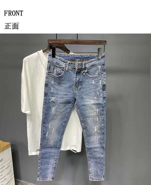 Nove pênis jeans meninas roxo calças coreanas tendências recém-nascidos personalidade elástica rasgar mendigo calças explodir