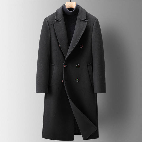 Casaco de lã masculino longo