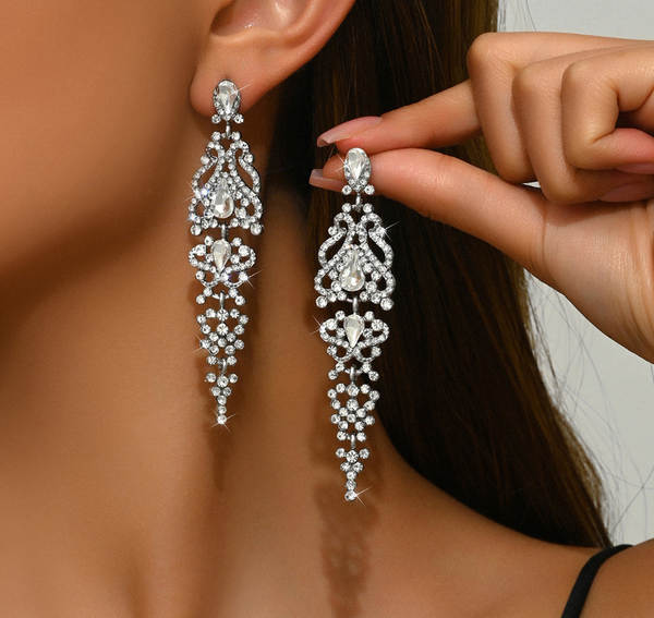 2025 transfronteiriço de mercadorias explosivo noiva colar colar colar colar conjunto de vestido de casamento de cristal vestido de casamento