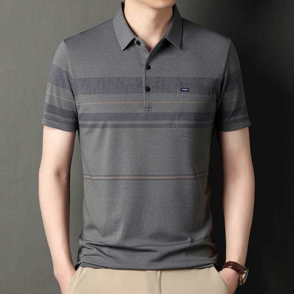 T-shirt masculino de pulseira curta 23 verão novo homem de meia-idade pulseira poli T-shirt papai vestido com roupa de negócios