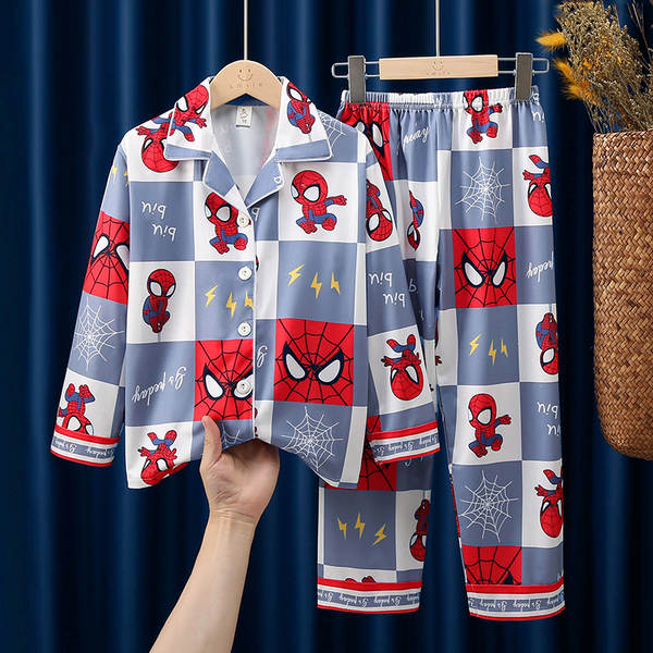 Crianças do Sudeste Asiático roupas de dormir meninos com mangas compridas calças bonitas desenhos animados primavera outono roupas para meninos vestir em casa no verão