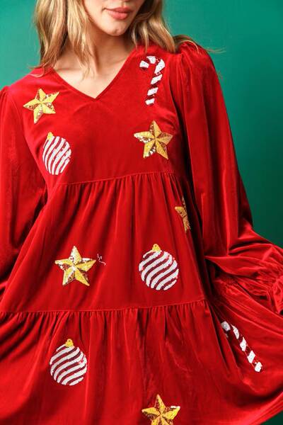 Amazon Outono Novo Transfronteiriço Europeu Mulheres Roupa de Natal doces vestido de V-Leader Manteiga vestido de mulher
