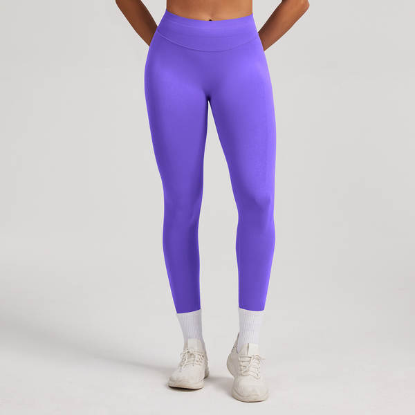 Pantalões de yoga sem costura transfronteiriços da Amazônia de três faixas da cintura Pantalões de yoga longos da cintura alta