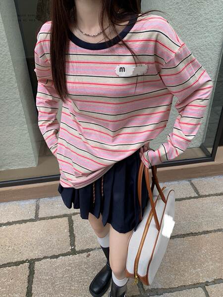 Camisa de manga longa com estampa de listras