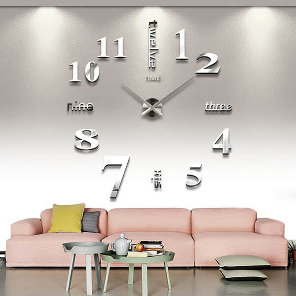 Relógio digital acrílico de grande dimensão nórdica Relógio de arte inglês da sala de estar DIY personalizado de moda autônomo