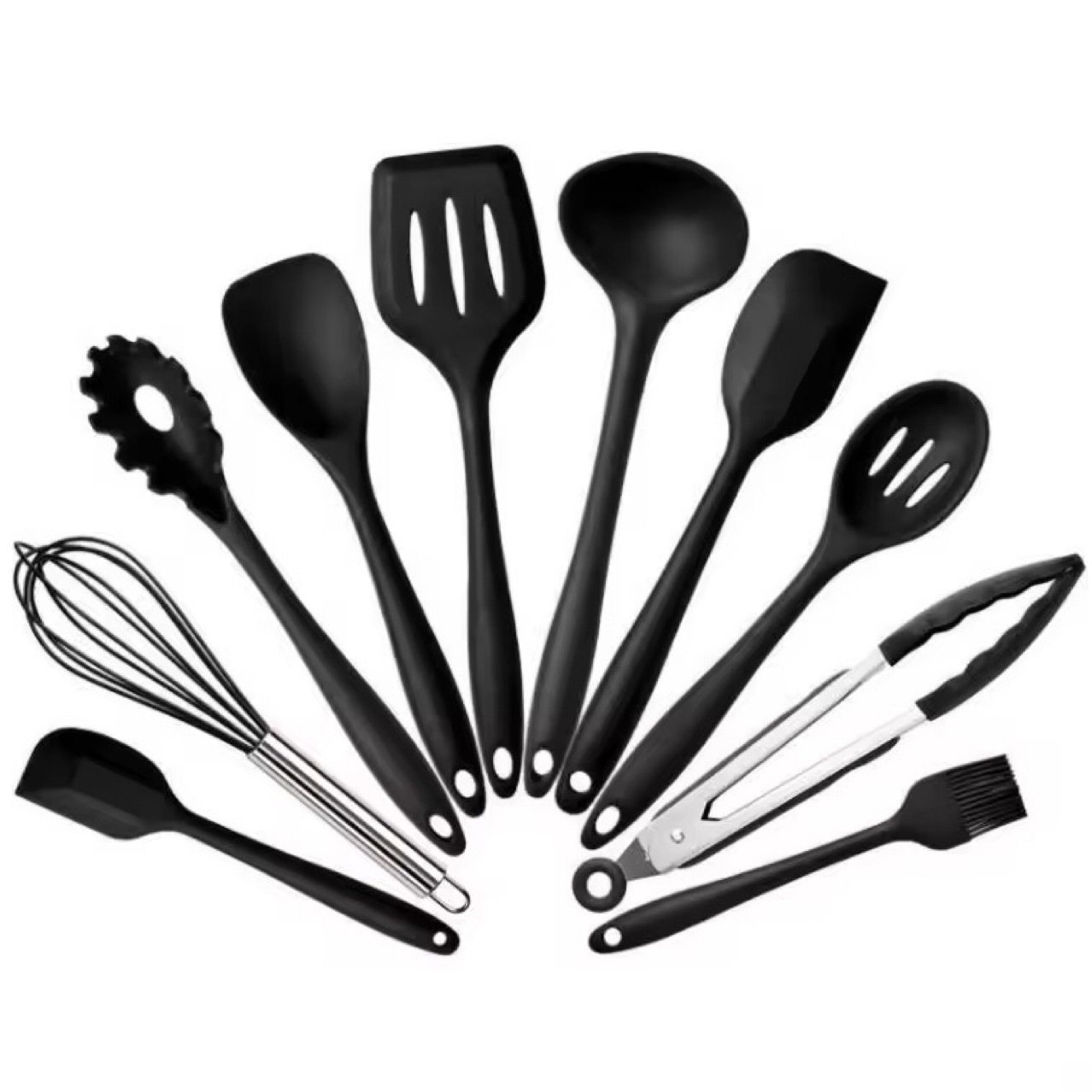 Amazon Silicone Utensílios de Cozinha 10 peças Set de Silicone Não Adesivo Caldeirão Resistente à Alta Calor Caldeirão Utensílios de Cozinha