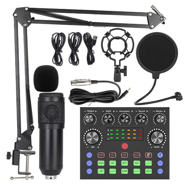 Transfronteiriço V8S Inglês de transmissão ao vivo bm800 pacote de braço pendurado pacote de cartão de telefone celular de transmissão ao vivo podcast completo
