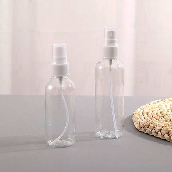2 garrafas separadas de viagem de cosméticos transparentes de perfume de álcool portátil de plástico pressionado por pulverizador de desinfecção