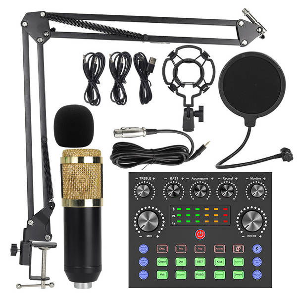 Transfronteiriço V8S Inglês de transmissão ao vivo bm800 pacote de braço pendurado pacote de cartão de telefone celular de transmissão ao vivo podcast completo