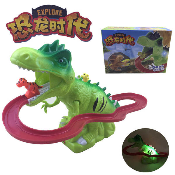 Fabricante de fornecimento direto de eletricidade social porco dinossauro trilha com luz música dinossauro escalada trilha puzzle brinquedo animal