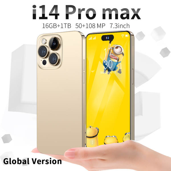 2023 Novo smartphone i14promax transfronteiriço de 7,3 polegadas com ecrã de alta definição 3+64 geração