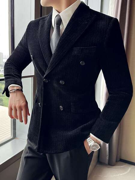 Vestido de outono e inverno de alta qualidade para homens com casaco de casaco duplo.