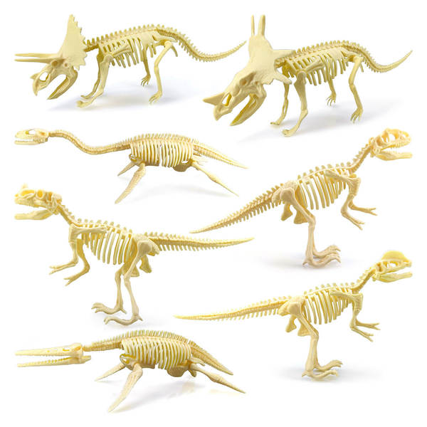 Crianças DIY esqueleto de dinossauro arqueológico manual 7 peças conjunto de dinossauro simulado modelo de dinossauro fóssil transfronteiriço