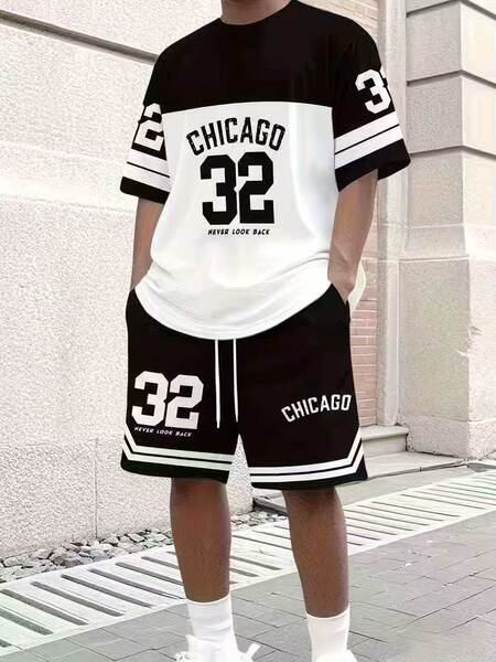 Vestido de verão masculino com mangas curtas e calças curtas para o namorado.