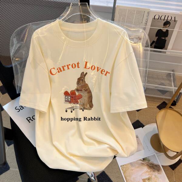 Camiseta feminina de algodão curta