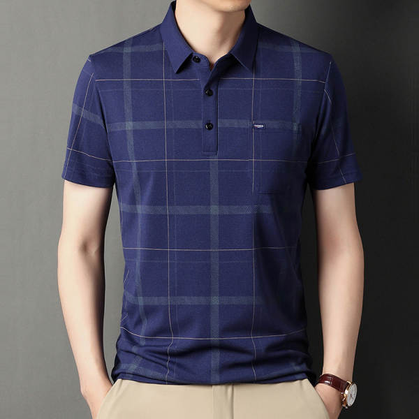 T-shirt masculino de pulseira curta 23 verão novo homem de meia-idade pulseira poli T-shirt papai vestido com roupa de negócios