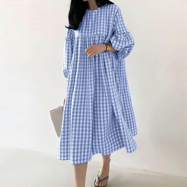 Vestido casual com bolhas na manga