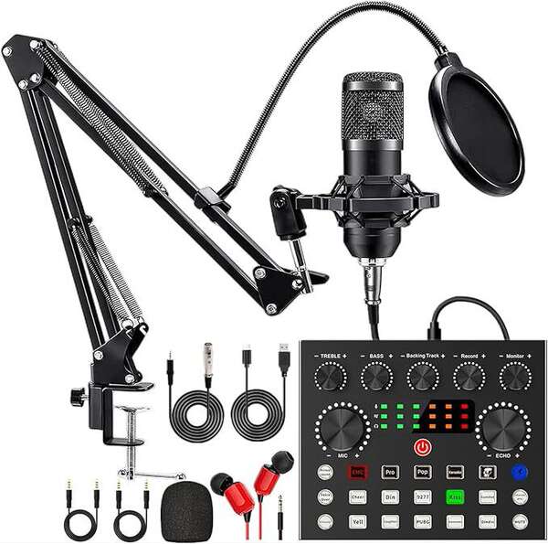 Transfronteiriço V8S Inglês de transmissão ao vivo bm800 pacote de braço pendurado pacote de cartão de telefone celular de transmissão ao vivo podcast completo