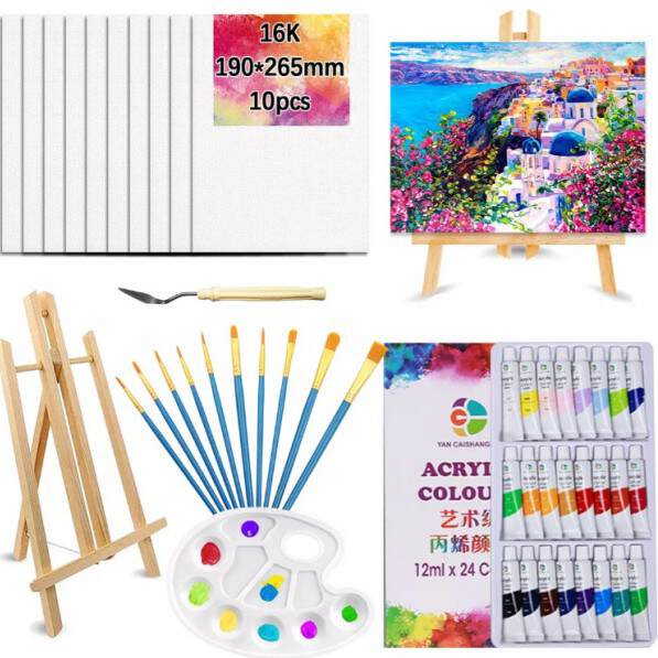 Pinturas de acrílico por atacado kit impermeável artesanato para crianças iniciantes pintura 12/24/36 cor pintura a óleo branco