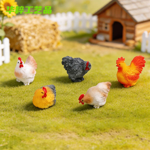 Micro-paisagem criativa fazenda de simulação de galinhas grandes de galinhas de espinhas diy acessórios de decoração de mesa mini pedaços