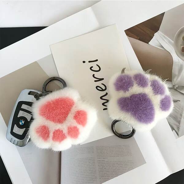 Pendente de gato de pelúcia para bolsa