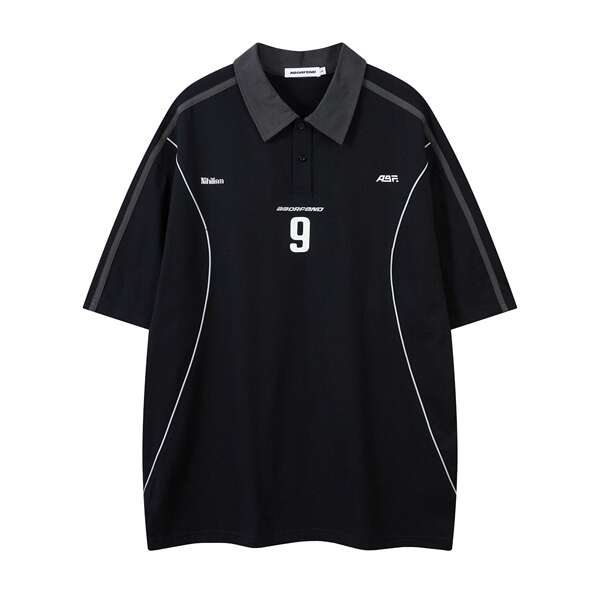 Vestido masculino de verão de 2025 novo estilo americano de t-shirt de polo esportivo em linha com mangas curtas de casal