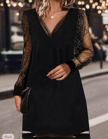 Vestido Preto com Lantejoulas