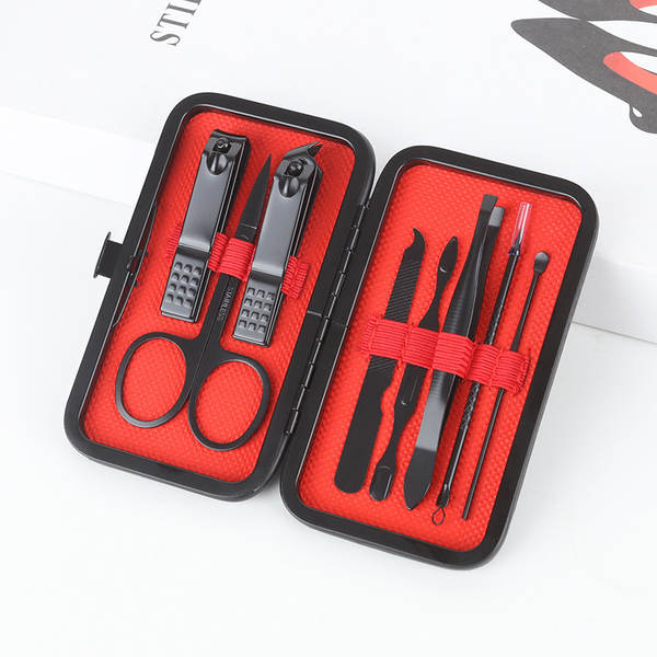 Caixa de couro 7 peças de kit de ferramentas de beleza do fabricante de pacotes de presentes de impressão LOGO faca de unhas de corte de unhas