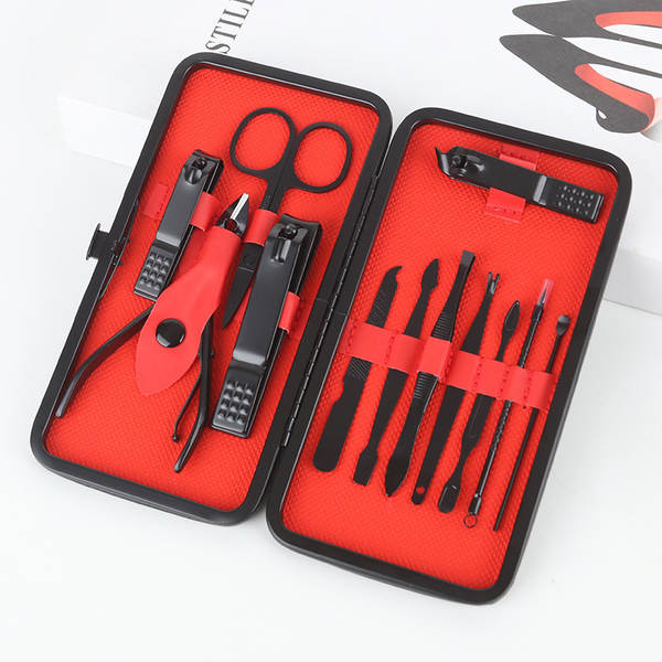 Caixa de couro 7 peças de kit de ferramentas de beleza do fabricante de pacotes de presentes de impressão LOGO faca de unhas de corte de unhas