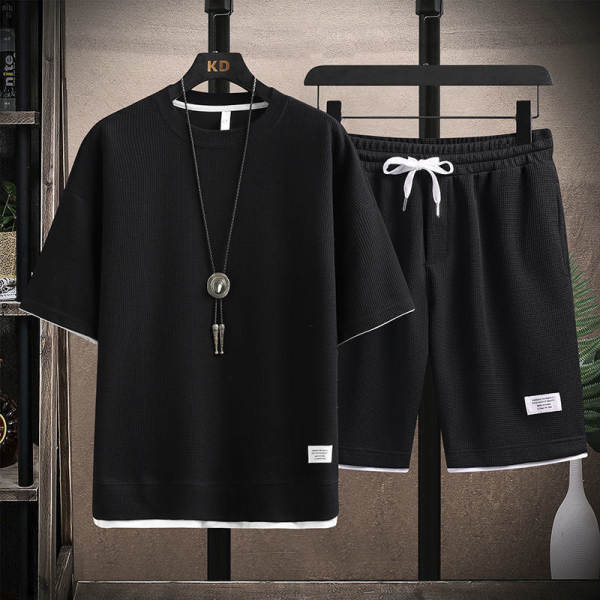 T-shirt masculino de calça curta com calças masculinas de moda masculina de verão