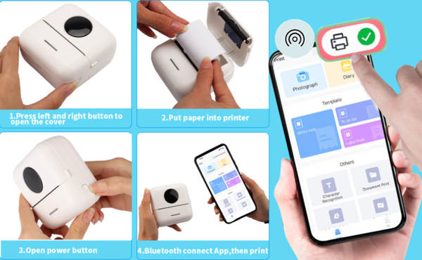 Mini impressora sem fio sem fio de venda quente transfronteiriça celular inteligente sem tinta Bluetooth impressora de fotos domésticas de pequeno porte