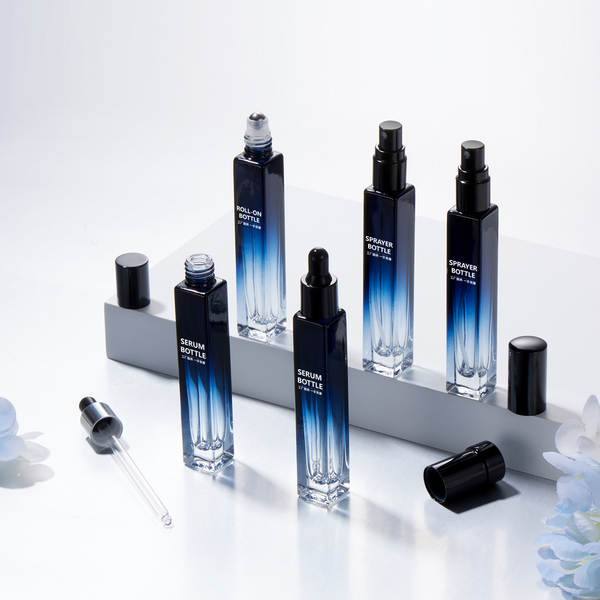 Quadrado 10ml garrafa de vidro gradual de cor de perfume de óleo essencial rolando garrafa de perfume de pressão de pulverização de vidro de garrafa de distribuição