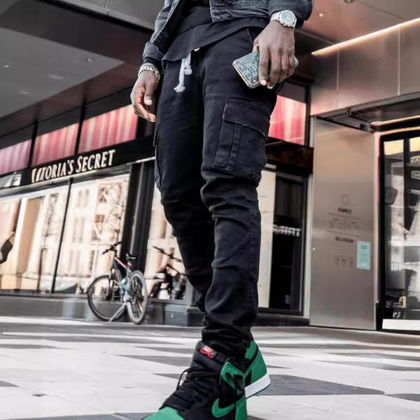 2021 Euro-americano transfronteiriço novo jeans masculino bolso lateral de pernas estreitas jeans NK388