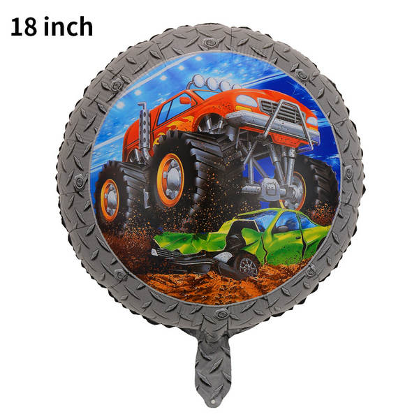 Novo balão de pneu de 18 polegadas preto e branco de argila redonda de película de alumínio balão de corrida temática de decoração de equação carrinho