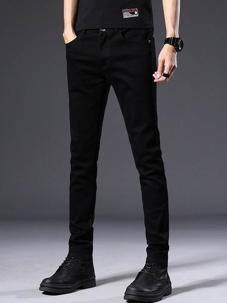 Calça Jeans Preta Masculina Elástica