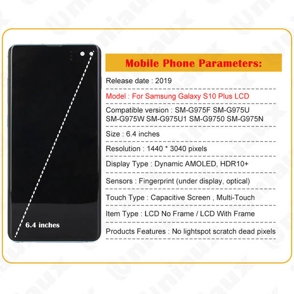 Samsung S10+ Plus G975 ecrã de toque LCD