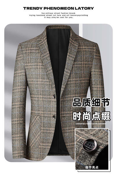 Transfronteiriço masculino de alta qualidade primavera outono recreativo grão de café cor casual negócios jantar vestido casaco roupa de banho