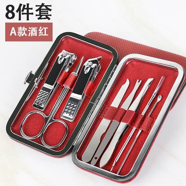 Caixa de couro 7 peças de kit de ferramentas de beleza do fabricante de pacotes de presentes de impressão LOGO faca de unhas de corte de unhas