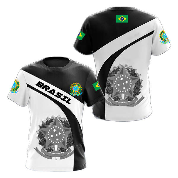 T-Shirt masculino brasileiro 3D T-Shirt O T-Shirt esportivo da equipe de futebol de rua masculino DIY base ajustável para a ordem de massa