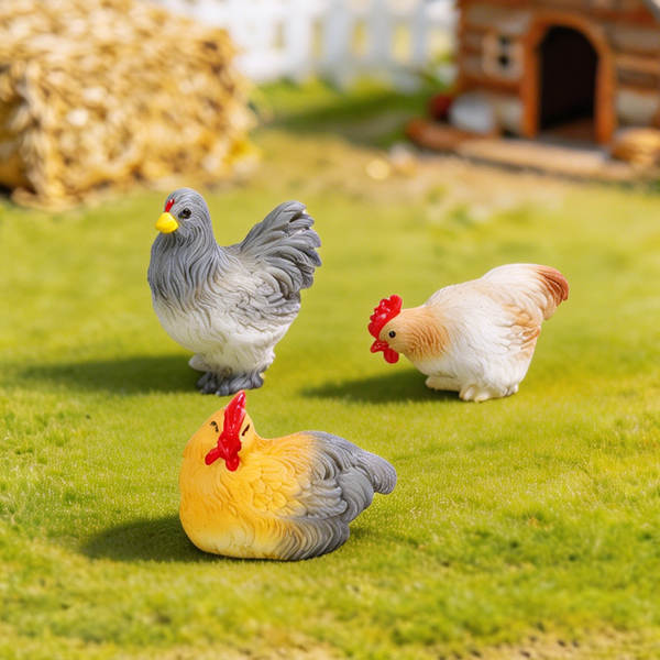 Micro-paisagem criativa fazenda de simulação de galinhas grandes de galinhas de espinhas diy acessórios de decoração de mesa mini pedaços