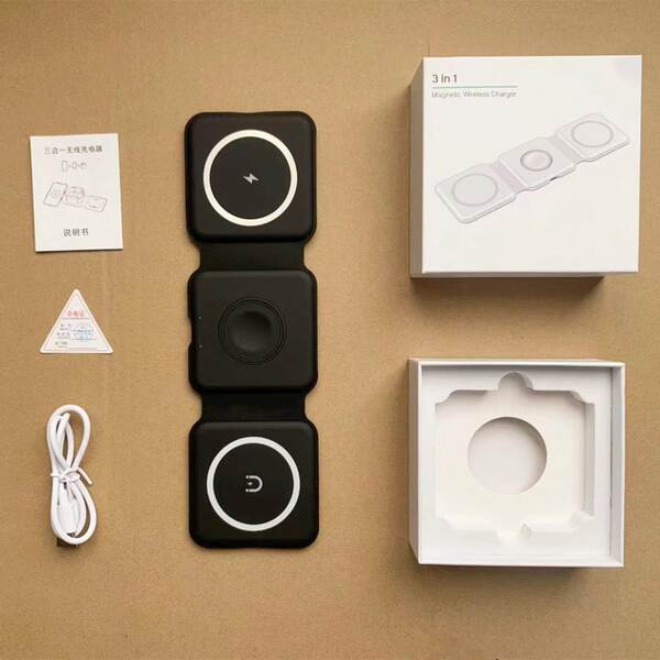 Três em um carregador sem fio de imersão magnética carregador de telefone móvel de mesa sem fio carregador aplicável Apple Huawei relógio de celular