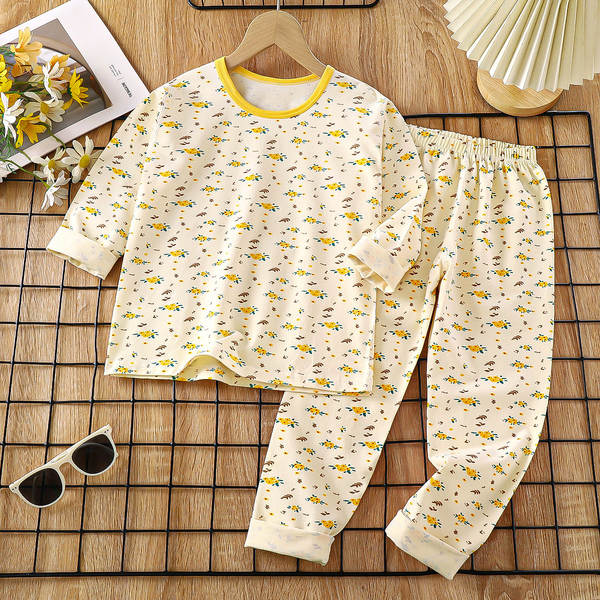 Conjunto de pijama para crianças de primavera