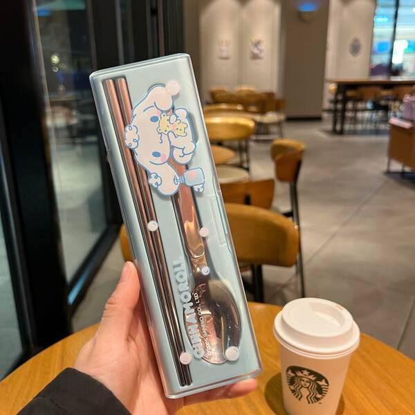 Conjunto de Talheres de Aço Inox 304 com Desenho de Cão
