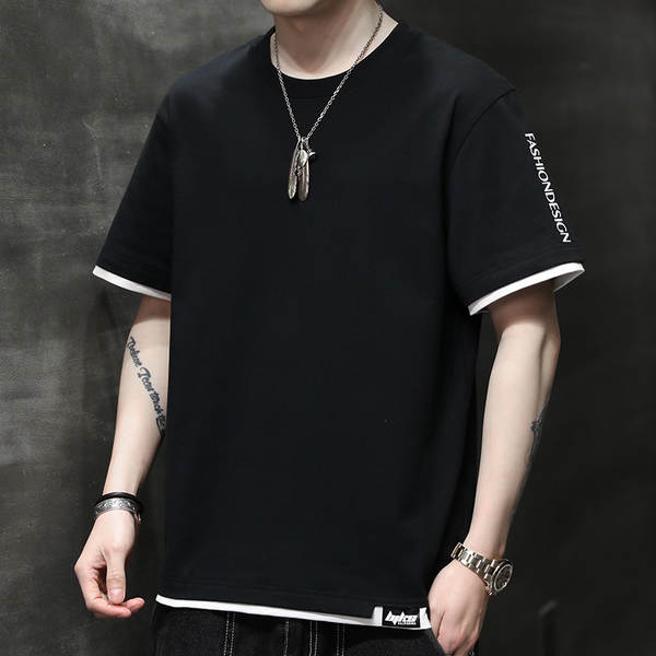 Camiseta masculina de algodão curta