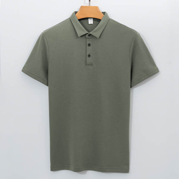 High-end 230g dupla camisa de algodão com camisa de ar colar polo camisa de mão curta homem t-shirt puro negócio homem polo camisa