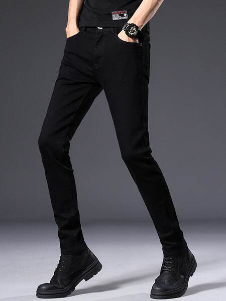 Calça Jeans Preta Masculina Elástica